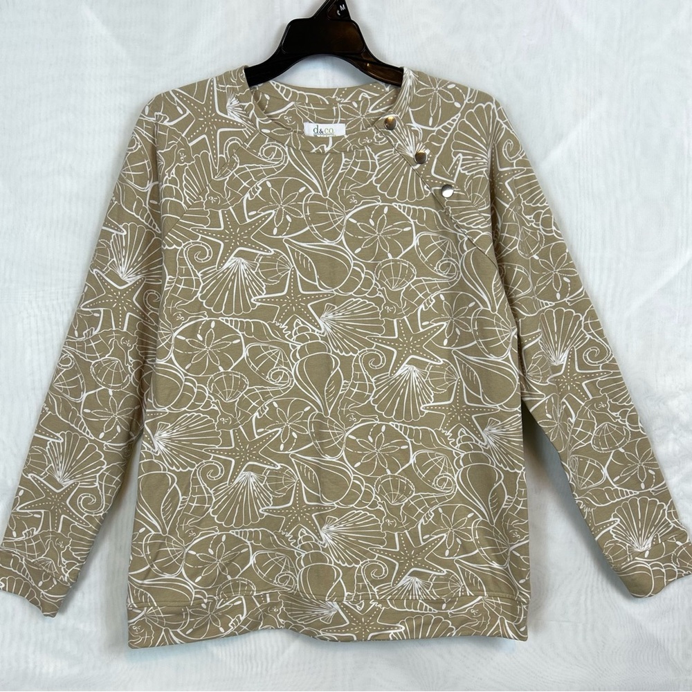 NWT QVC Women’s Seashell Print Soft Long Sleeve Sweatshirt / XS